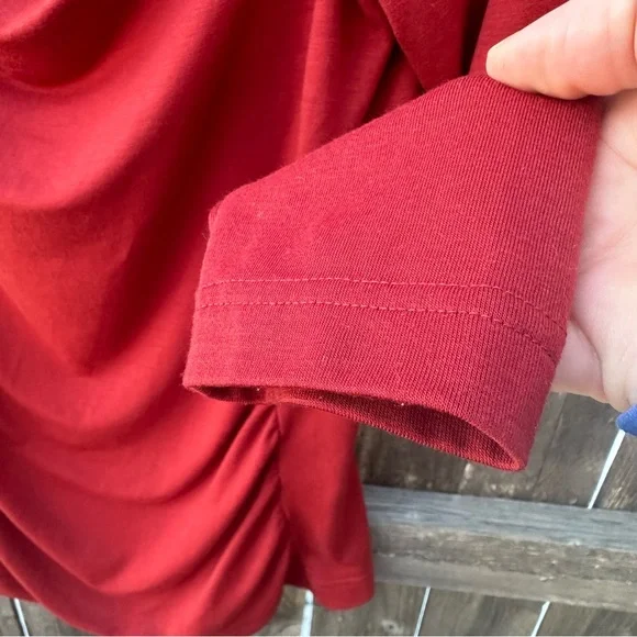 Royal Robbin’s Essential Tencel Cowl Neck Long Sleeve Tee Shirt Brick Re… - Picture 4 of 9